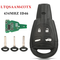jingyuqin Remote Key Fob 433Mhz PCF7946AT For SAAB 9-3 9-5 2003-2010 LTQSAAM433TX Replacement Refit Car remote Key