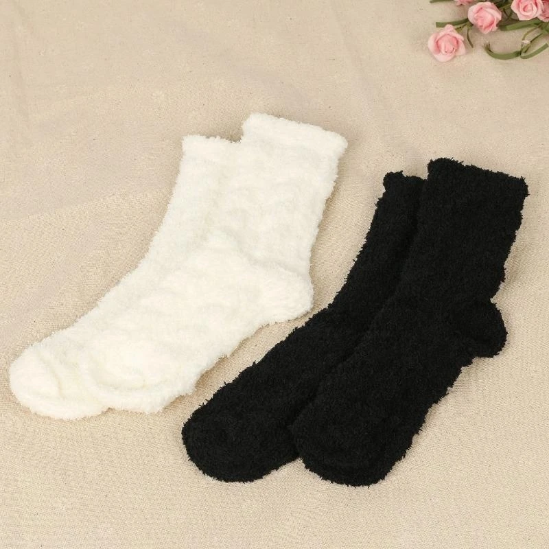 

Q22D женские толстые теплые нечеткие тапочки, зимние теплые пушистые носки средней длины, длинные носки до середины икры, гетры