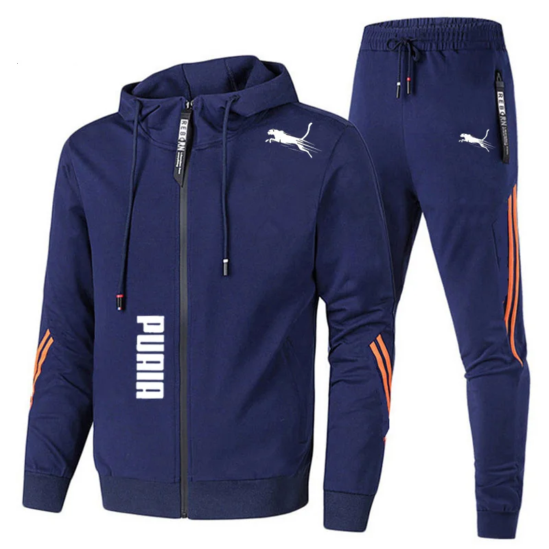 Men's Spring Autumn Tracksuit Set Long Sleeve Hoodie And Joggers 2-Piece Fitness Running Sportswear Casual Clothing