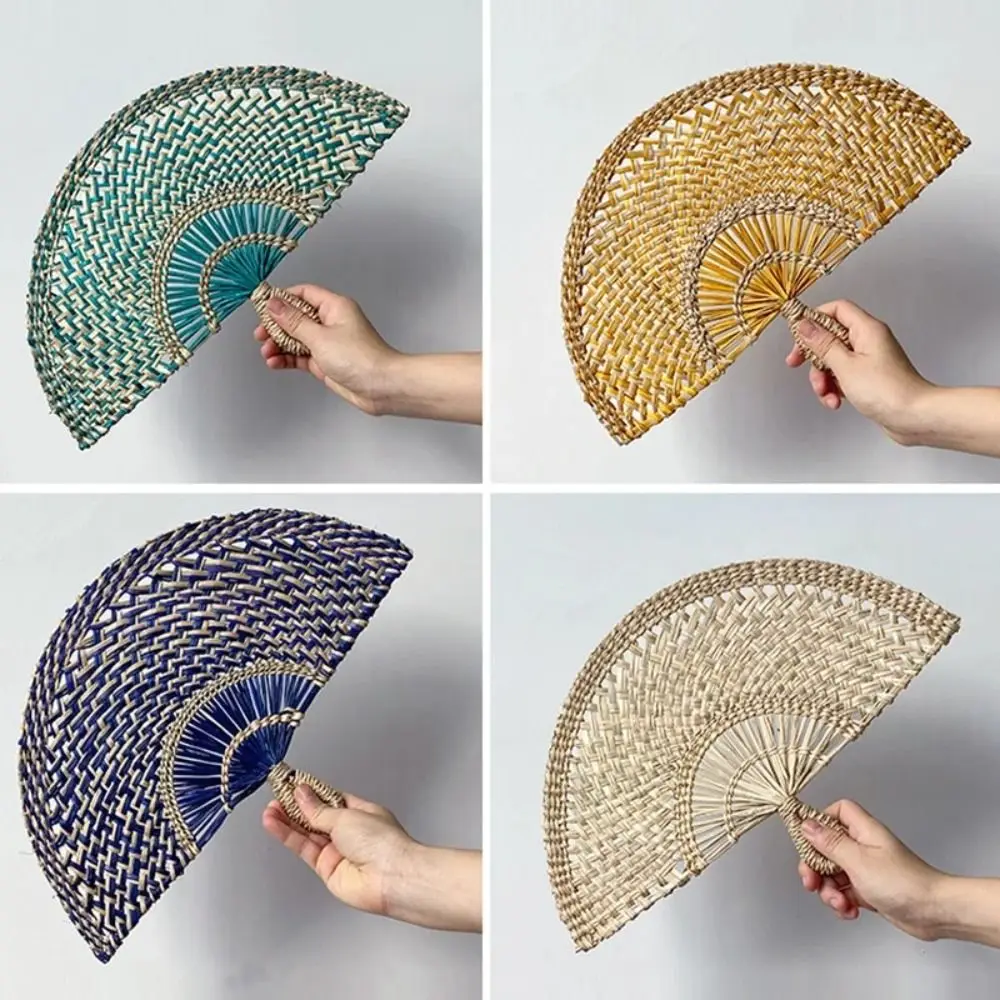 with Hanging Hole Straw Fan Artsy National Style Straw Wall Decoration Home Decors Grass Handwoven Fan Wedding Party