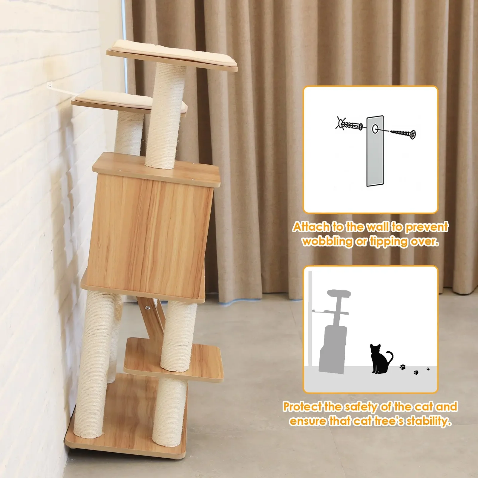 Fast Domestic Delivery Pet Cat Tree House Condo Multi-Level Cat Toys Scratching Post for Cats Wood Climbing Tree Cat Tree Towers