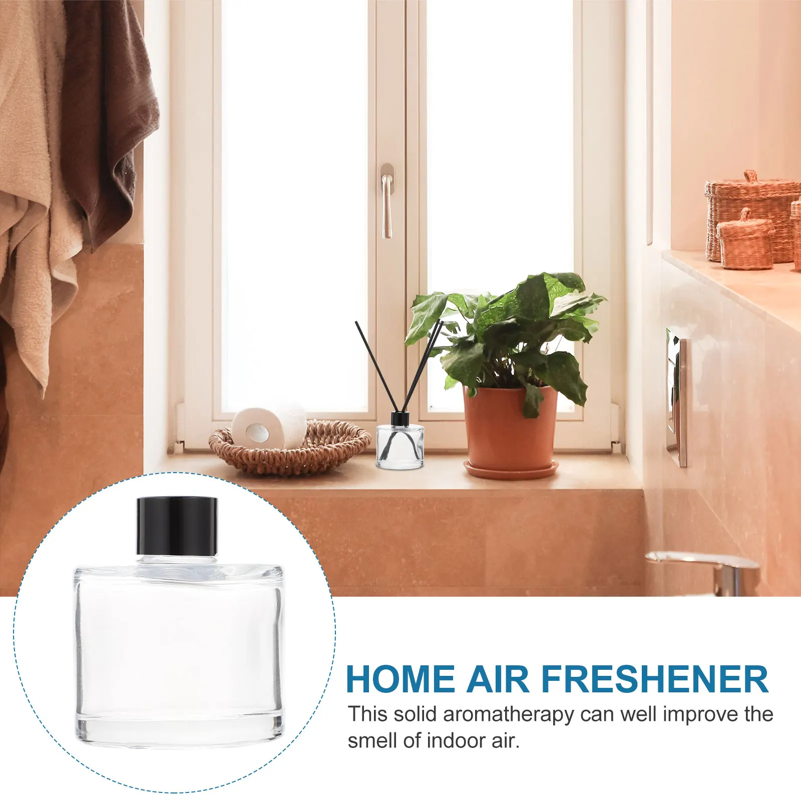 

1Set Refillable Aroma Bottles Clear Glass Aromatherapy Volatile Bottles Perfume Rods for Home Office Spa Bedroom