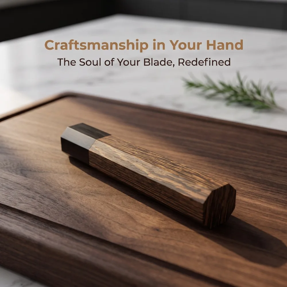 Japanese Style Octagon Wood Handle Wenge Ebony Composite Wooden Grip for Chef Knife Modification Parts