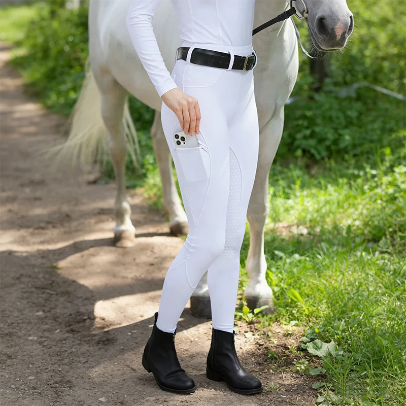 MXLLINA белые штаны для верховой езды, женские бриджи для верховой езды, силиконовые леггинсы для соревнований с полным сиденьем, спортивные колготки с защитой от катышков