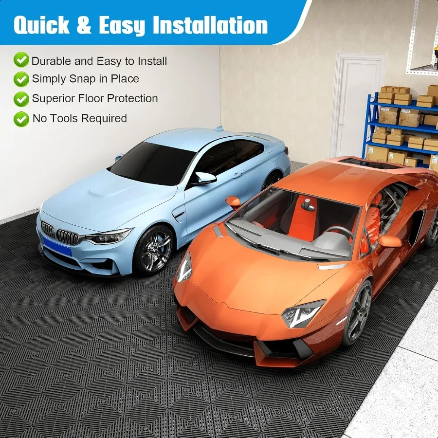 12Pcs Interlocking Tile 12" x 12" Indoor Outdoor SelfDrainage Interlocking Floor Tiles NonSlip HeavyDuty Polypropylene Splicing