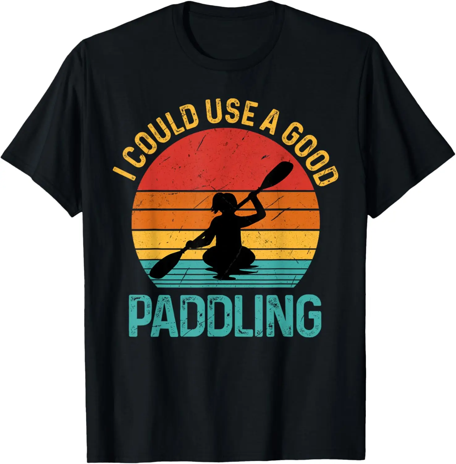 Kayaking Retro Vintage Sunset I Could Use A Good Paddling T-Shirt