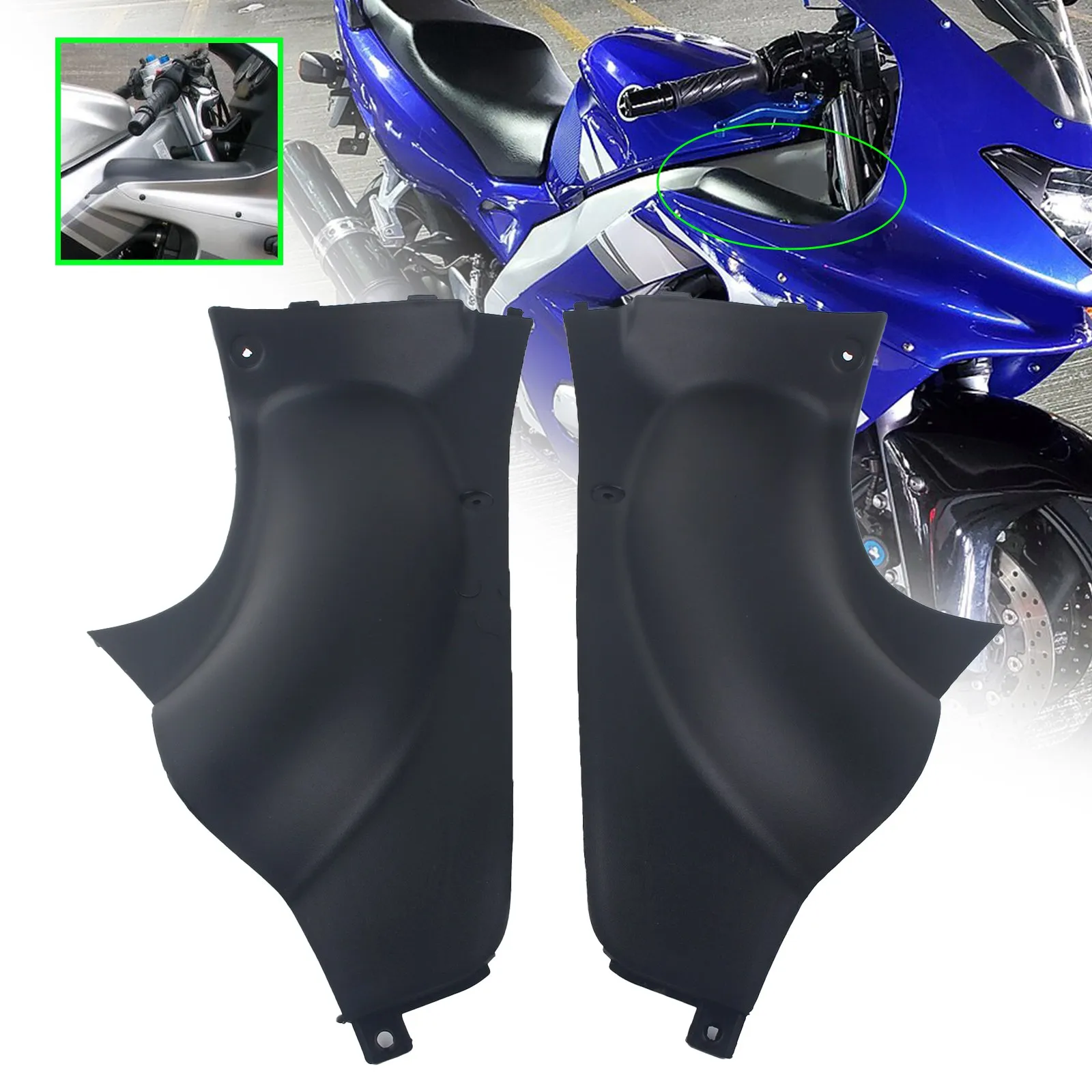 Front Dash Air Intake Ram Fairing For YAMAHA YZF600R 1997-2007 Black Upper Front Air Intake Cooler Cover Fairing