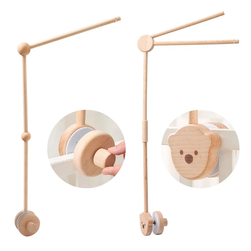 Baby Crib Mobiles Rattles Music Educational Toys Bed Bell Newborn Mobile Bed Bell Bracket Baby Toys Wooden Bed Bell Accessories