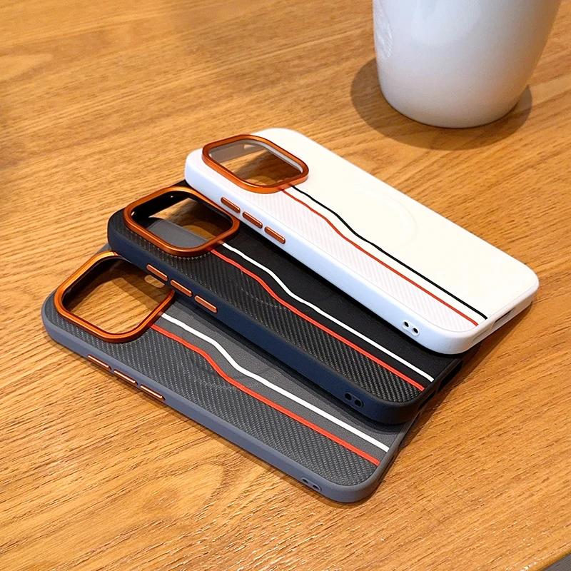 

For VIVO iQOO Z11 Turbo Magnetic Case ELVEV Shockproof Two-Lines PU Leather Hard PC Suction Phone Cover
