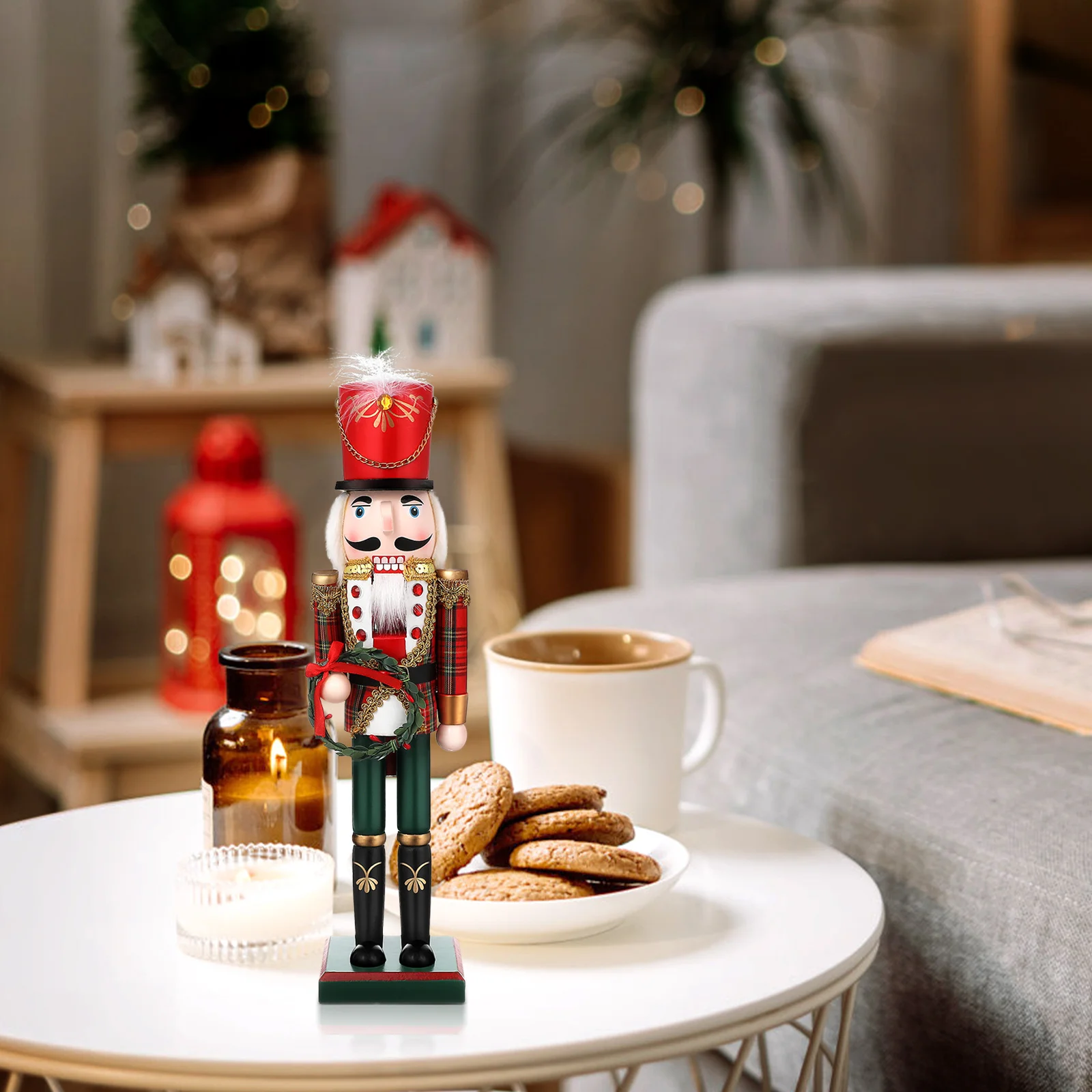 Soldier Nutcracker Home Decor Decoration Desktop Ornament Accessories Wooden Tiered Tray Figurines