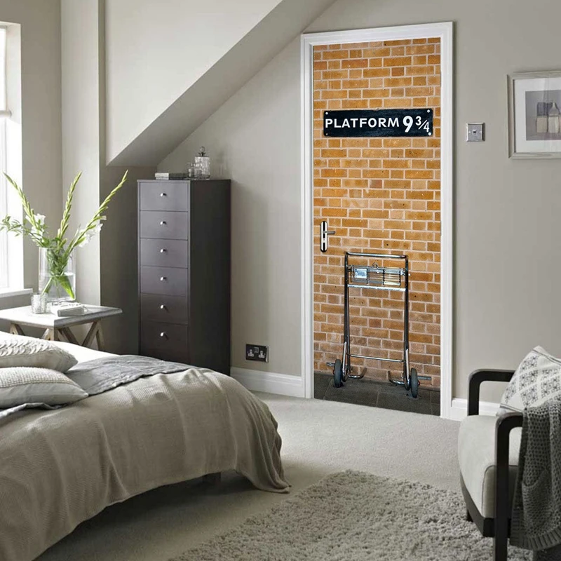Magical Boy Movie Poster Train Platform 9-3/4 3D Door Stickers Home Decoration for Kids Room Walls Art PVC Mural on the Fridge
