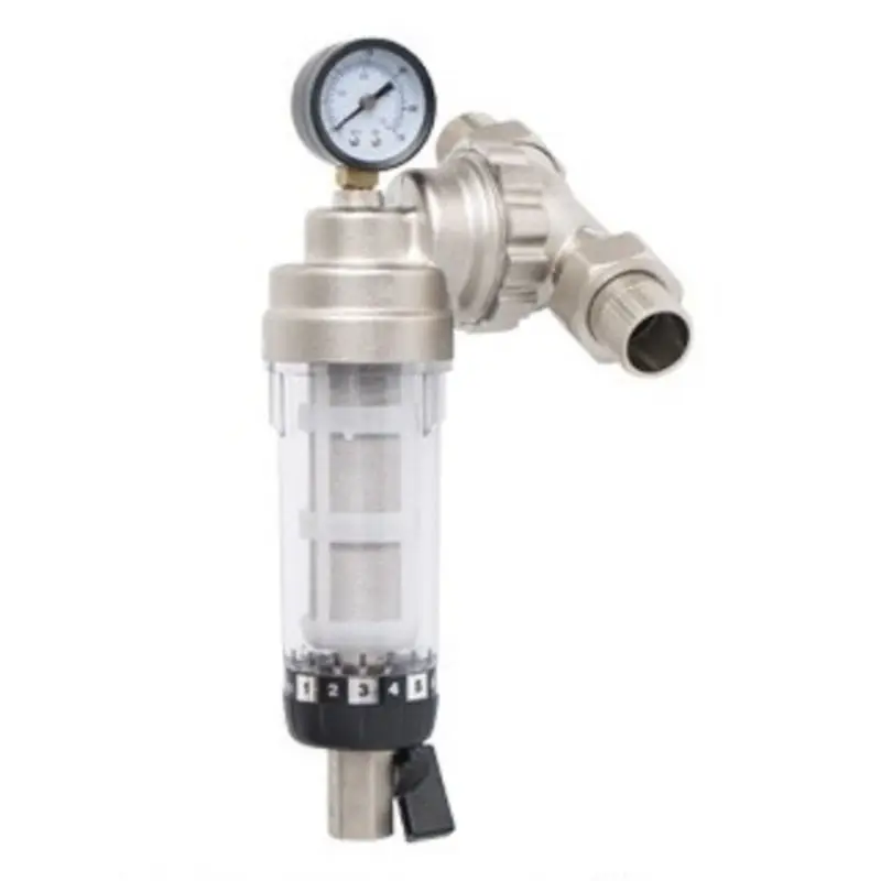 L65A-Whole House Central Filter High-Flow Tap Water Filter Reusable Sediment Water Filter Nickel-Plated 6-Point Hot Melt
