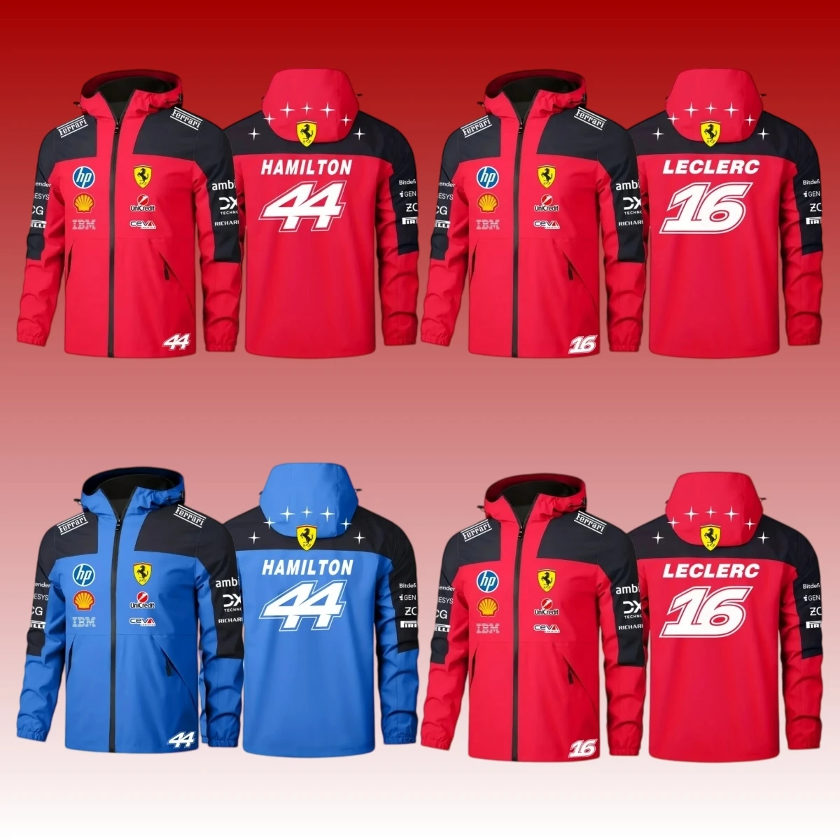 Scuderia Ferrari Team 2026 MONZA GP Hamilton, Leclerc hooded jacket, Ferrari Racing Schumacher MONZA Grand Prix 2026 Jacket