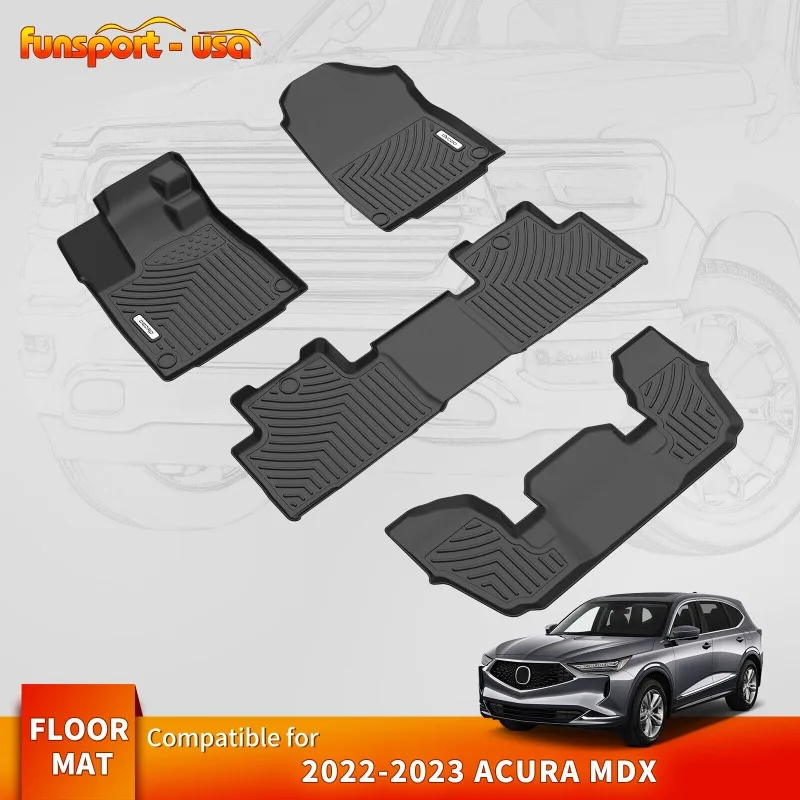 

Car Floor Mats + 3rd Row TPE Floor Liners For 2022-2024 Acura MDX All Weather United States