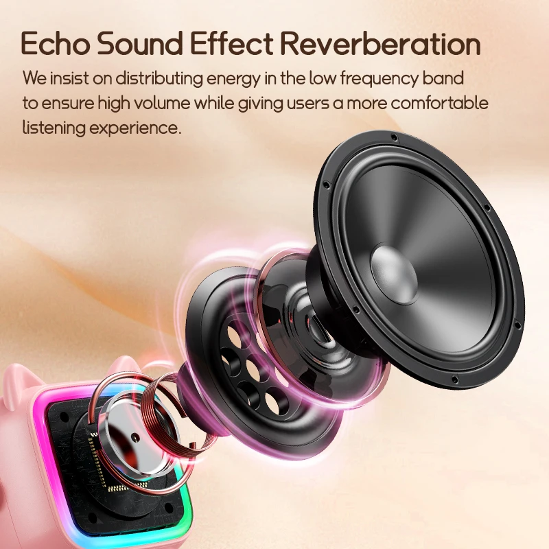 Wireless Dual Microphones Karaoke Machine KTV System Bluetooth 5.3 PA Speaker HIFI Stereo 3D Surround RGB Colorful LED Light