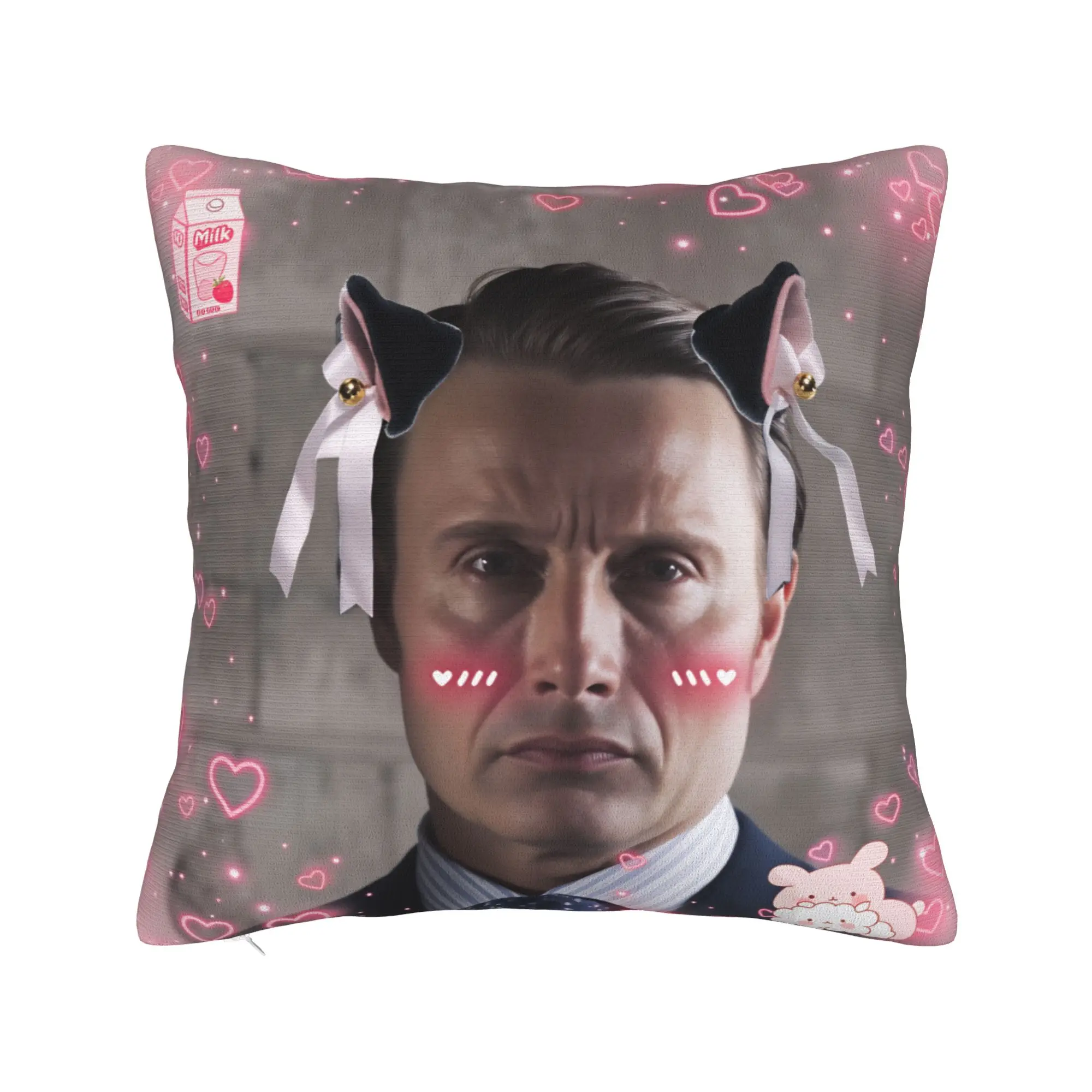Pillow Cover Mads Mikkelsen Hannibal Funny  Retro Trendy Pillow Case For Living Room Chair Pillowcases