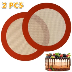 2PCS Round Silicone Baking Mats, Non-Stick Reusable Sheet Liners for Air Fryer, Oven, Baking Pans for Cake / Pizza/Pastry/Cookie
