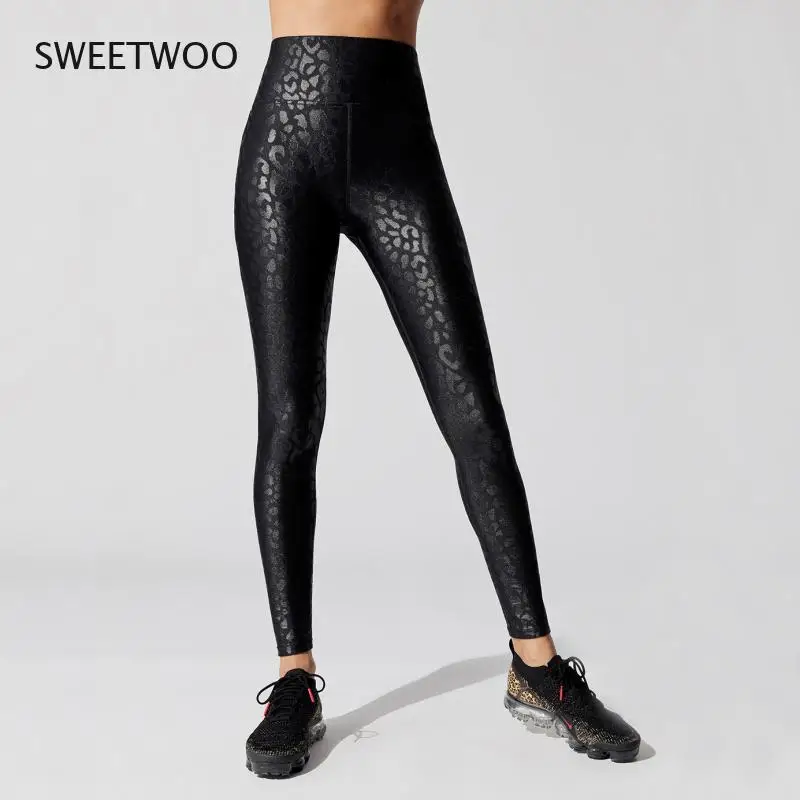 Leopard Print Tights Women\'s Yoga Pants High Waist Sports Tights Women\'s Fitness Sportswear Sportswear Black White Leggings