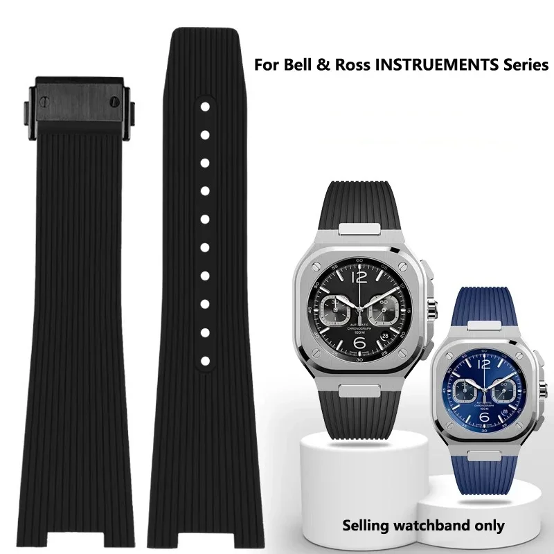 

High Quality Silicone Watchband Strap for Bell & Ross INSTRUEMENTS Series BRX5R BR05 BR-05 Rubber Bracelet BR Sports Watch Belt