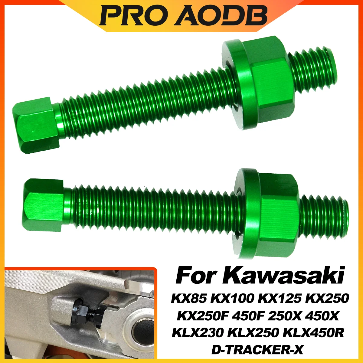 Motorcycle M8 CNC Rear Axle Blocks Chain Adjuster Bolt For Kawasaki KX85 KX100 KX125 KX250 KX250F KX450F 250X 450X KLX230 KLX450