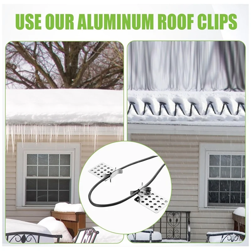 50 Pcs Roof De-Icing Cable Clips Heat Cable Roof Clip Aluminum Roof Clips Outdoor Fast Easy Deicing Cable Clips Easy Install