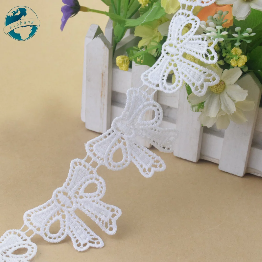 4cm White Polyester Lace Embroidery French Ribbon Fabric Guipure Diy Trims Warp Knitting Sewing Accessories Doll Dress#4360