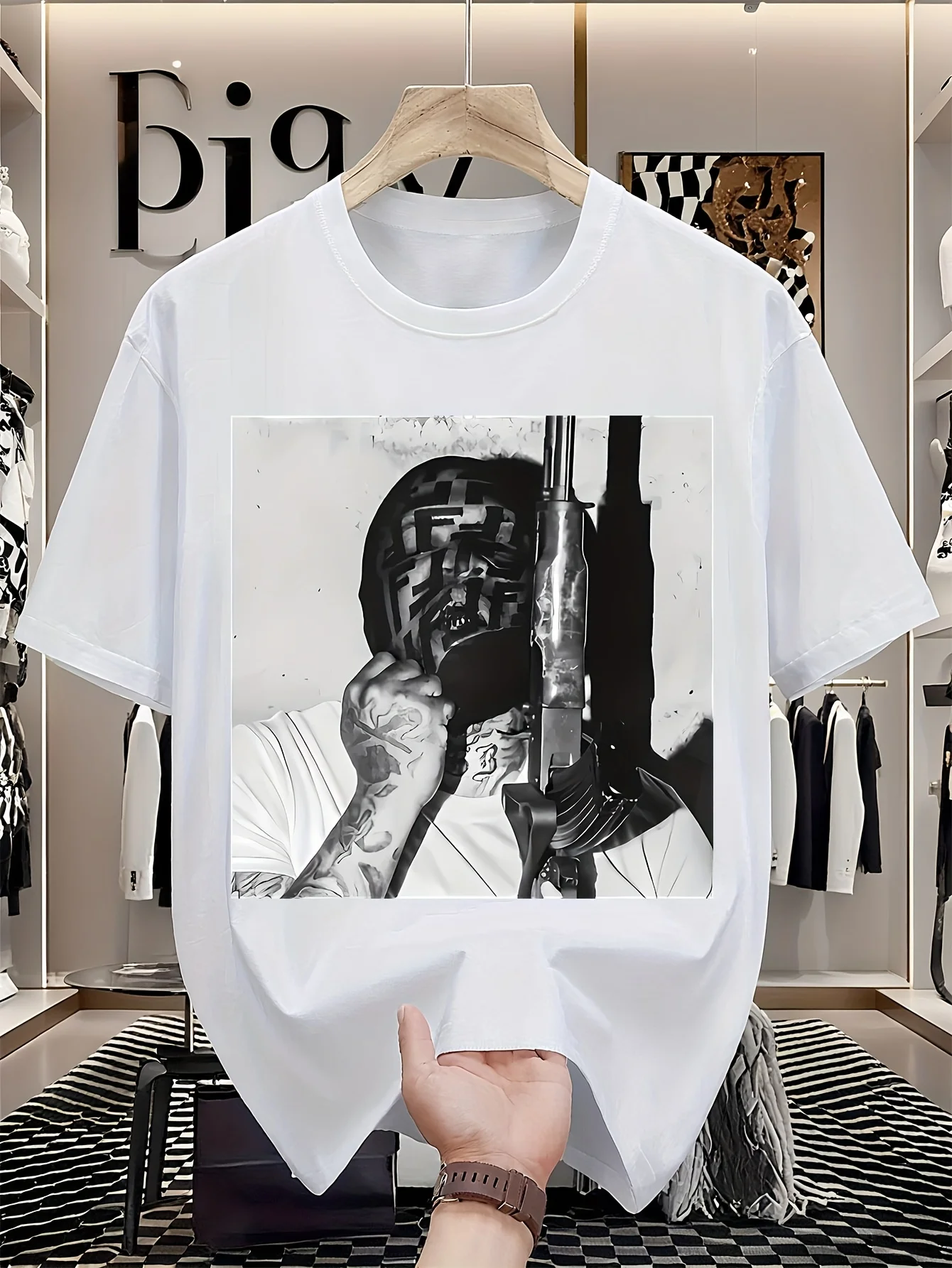 West District Gunner Blientele GXFR Men's Printed T-shirt Fashion Street Style Casual Wear Fans Daily Versatile Street T-shirt