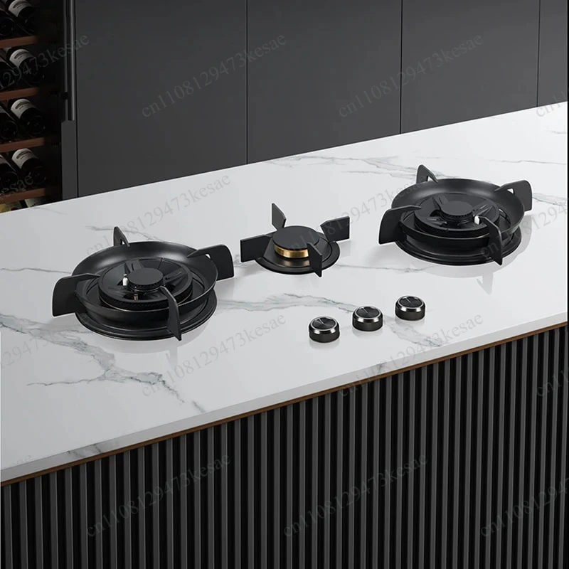 3 Burner Built-in Gas Cooktop 5.2KW Copper Burner Thermocouple Flame Failure Protection Tempered Glass Kitchen Hob