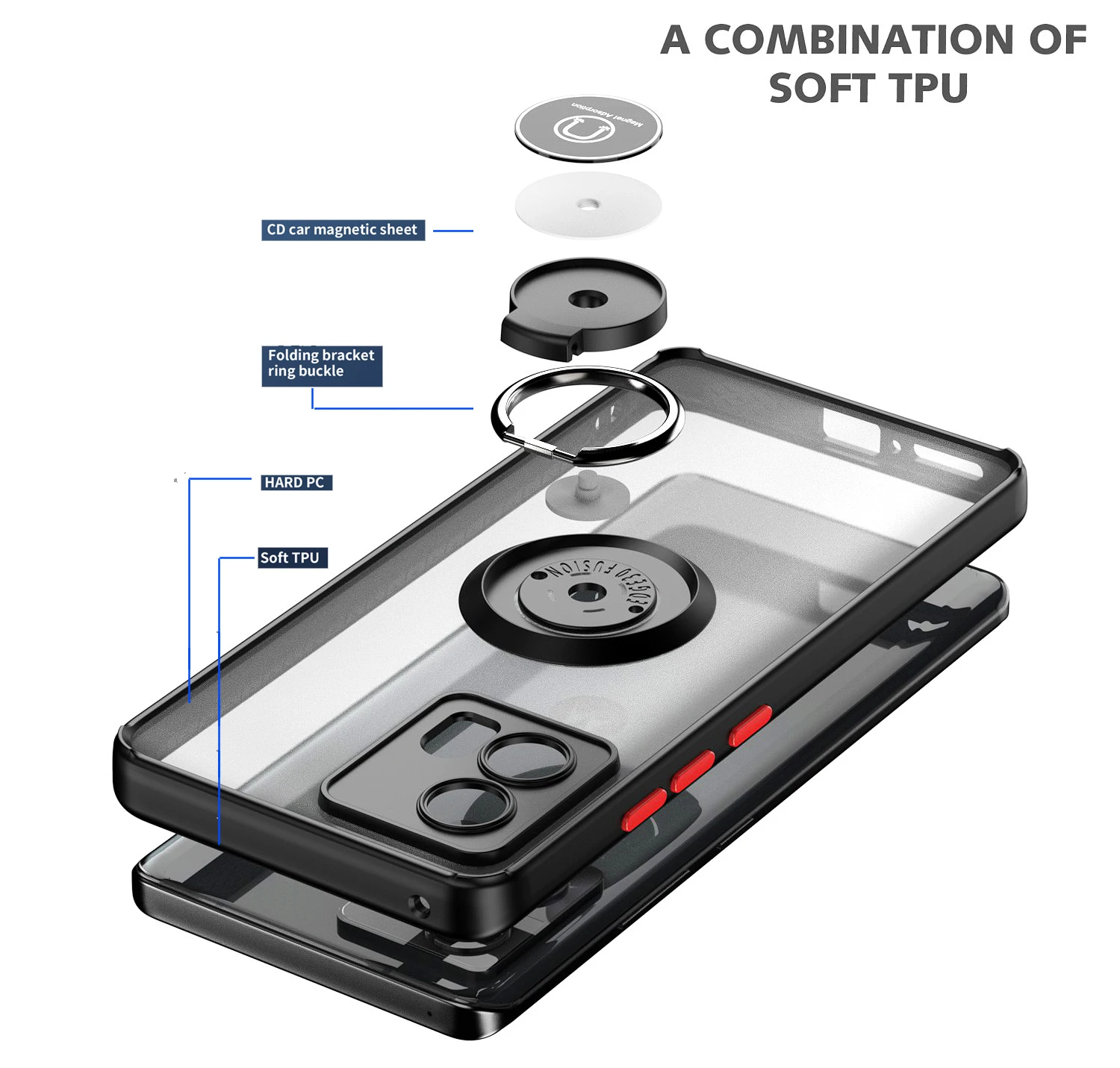 حافظة دعم مغناطيسية حافظة هاتف حامل مغناطيسي لهاتف موتورولا موتو إيدج 30 فيوجن غطاء مقاوم للصدمات 360 ° تدوير حلقة حالة قوس #2