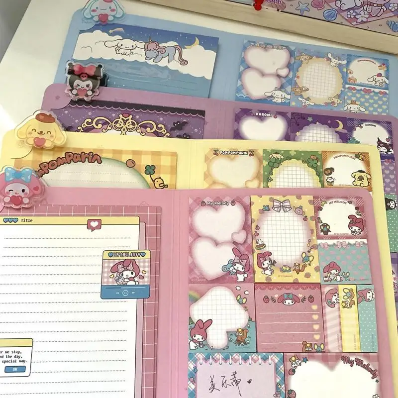 Sanrios Hello Kitty Tearable Sticky Notes Posted-It Cinnamoroll Handbook Melody Memo Pad Set Diy Diary Decor Stickers Stationery