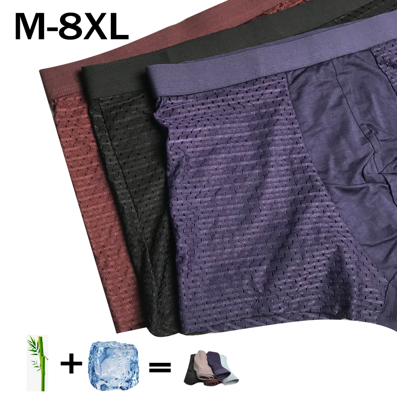 9XL 10XL 4pcs/lot Bamboo Fiber Men's Boxer Pantie Underpant plus size XXXXL large shorts breathable underwear 5XL 6XL 7XL 8XL