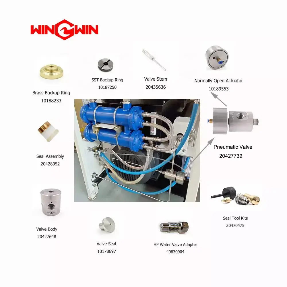 Waterjet Cutting Machine Pneumatic Valve Spare Parts Valve Stem 20435636 Brass Backup Ring 10188233 SST Backup Ring 10187250