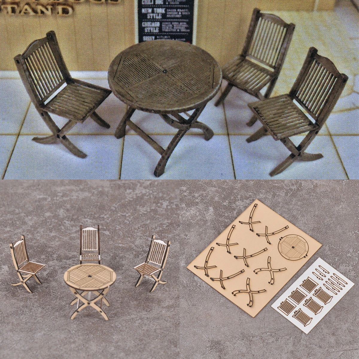 1/35 Scale model kit building stool folding Folding table chair round table tea coffee dining-table sand diorama models suits