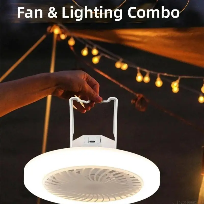 D5BB Camping Fan Light Remote Control Adjustable Speed Rechargeable Battery Operated For Outdoor Travel Room Home Use
