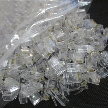 Módulo de Cables Ethernet RJ45, conector de red para UTP, Cat5e, Cat6, cabezales de cristal, 100 piezas