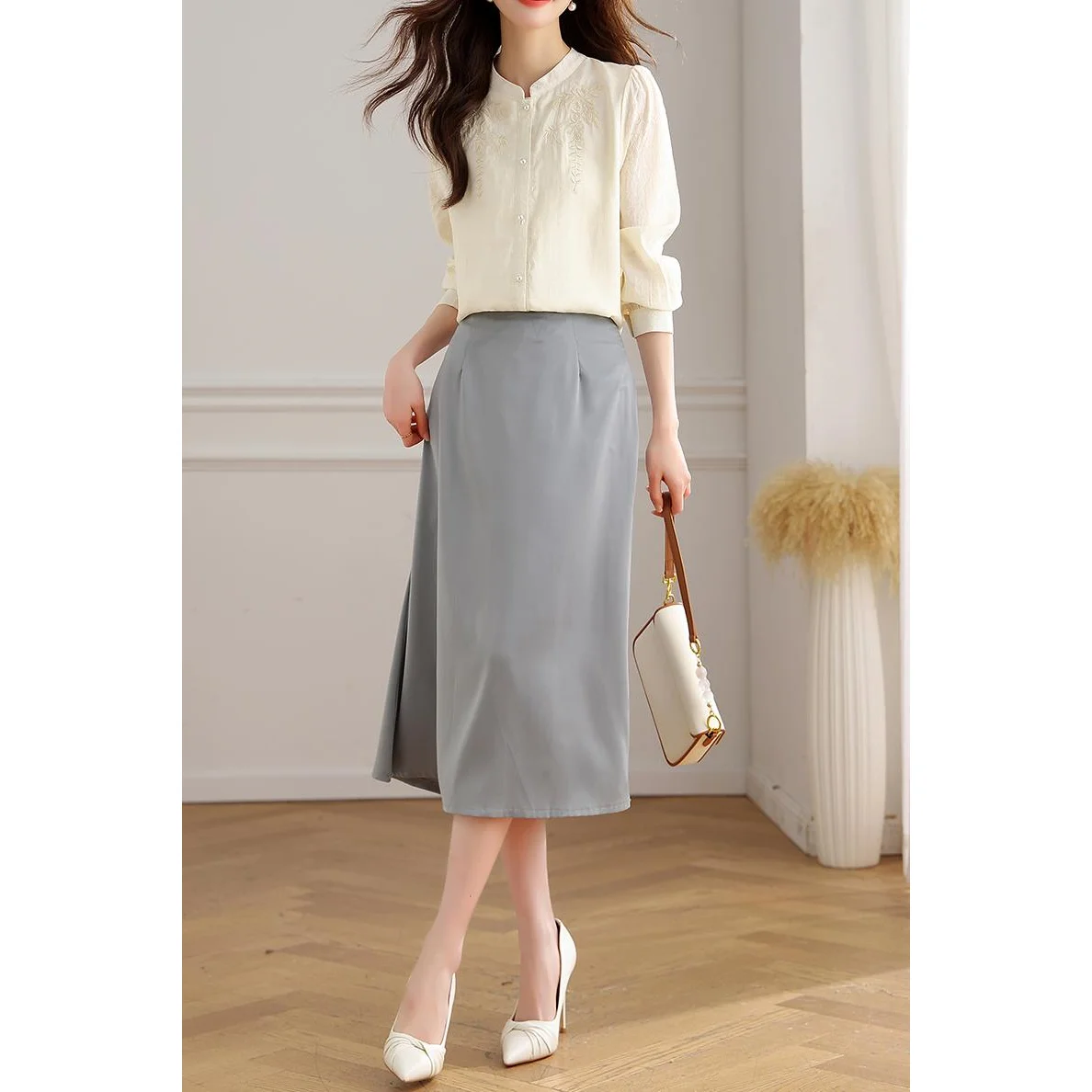 Chemises à manches longues en Satin pour femmes, coupe cintrée, boutonnée, col rabattu, féminin, doux, Preppy, jeune, coréen, tenue quotidienne décontractée