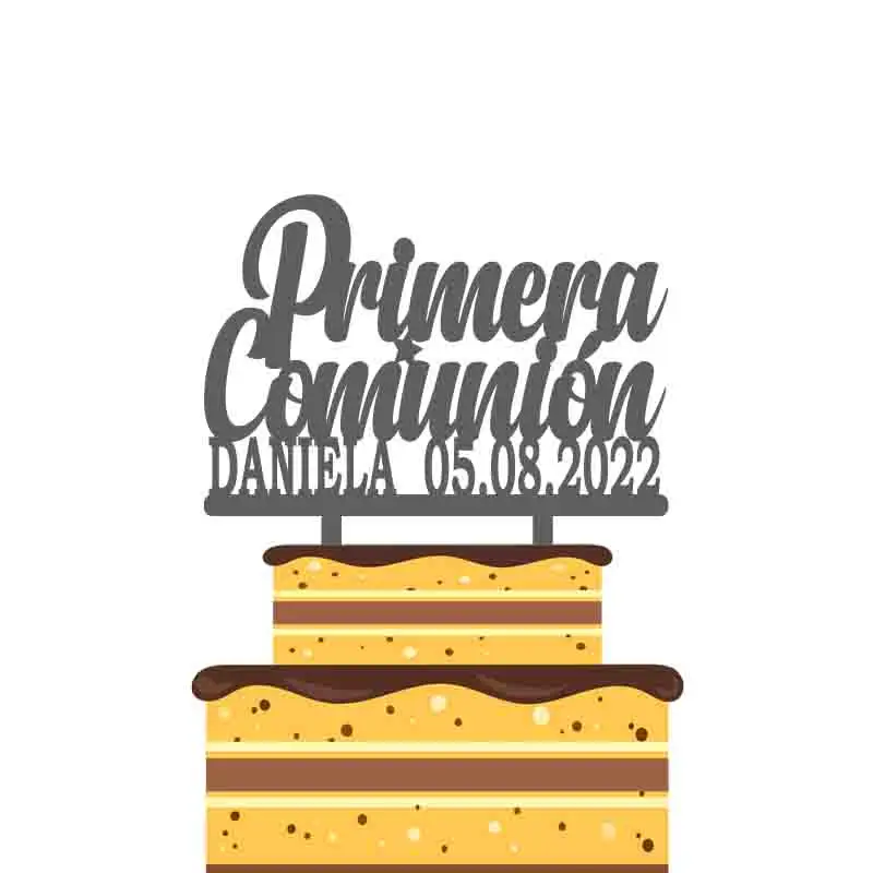 Adorno para tarta de Primera Comunión español con nombre personalizado y fecha para niños de España, decoración para tarta de fiesta de primera Comunión YC004