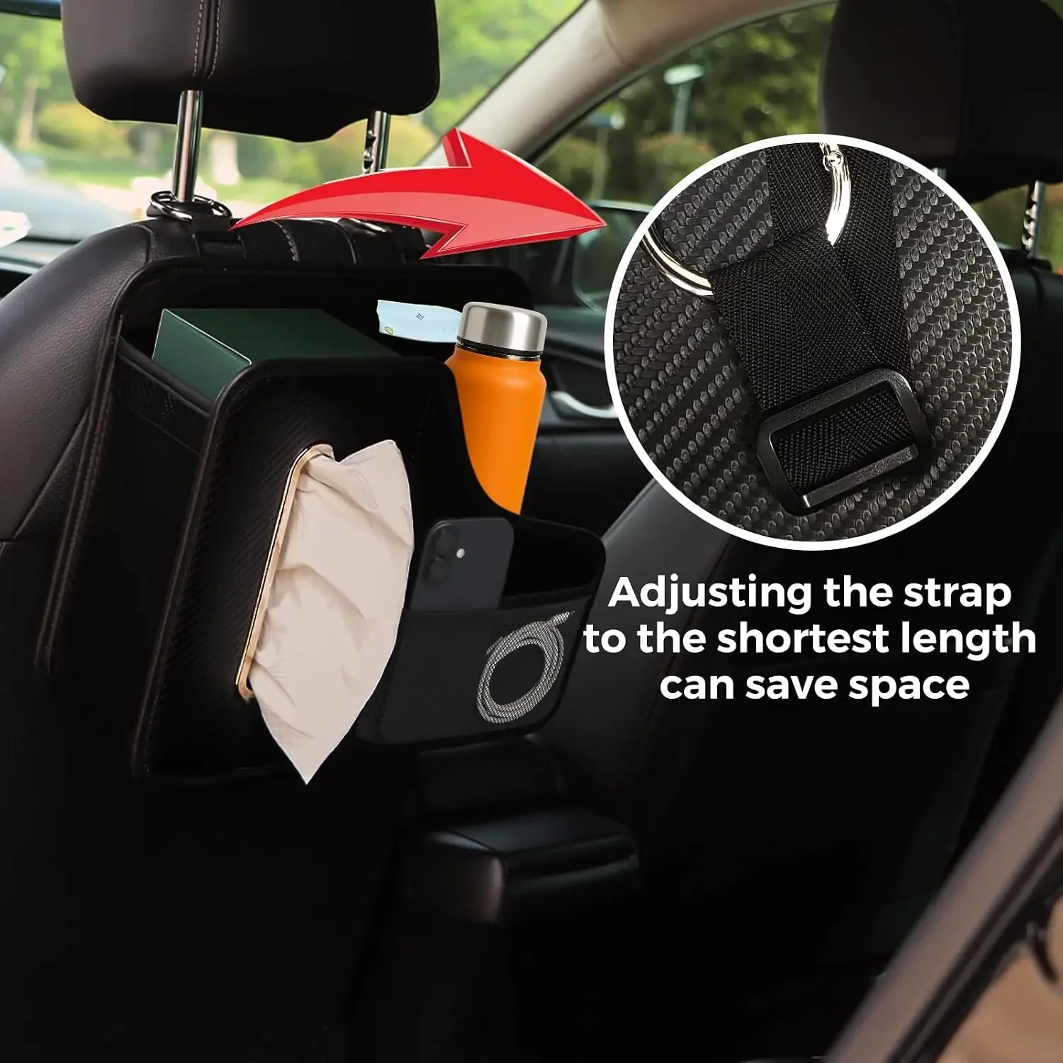 Car Tissue Holder,Back Seat Organizer with Cup Holder,Multifunctional Car Headrest Seat Back Storage,Snack Organizers for Kids,Large Tissue Box Cover Fit for 100-130 Regular Size Tissues view 4