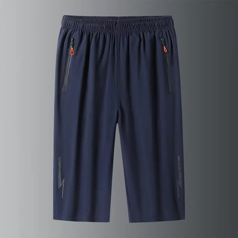 

Casual Ice Silk Qui Dry Loose Fit Seven-Foot orts Summer Faionable Lightweight Men's Leisure Pants Straight Leg Sle