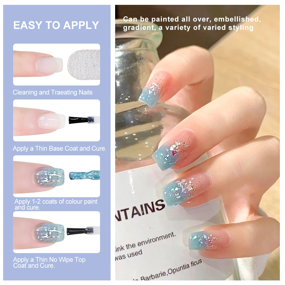 طلاء أظافر جل لامع ، شبه دائم ، فن تجميل الأظافر ، جل صلب ، طلاء ، مانيكير ، وردي ، تأثير رقائق الذهب #4