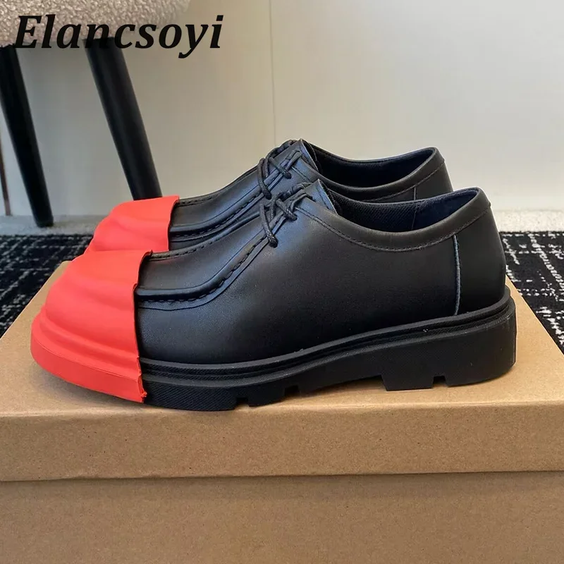 Unisex Genuine Leather Lazy Loafers Spring Autumn Mixed Color Flat Thick Sole Leisure Walking Shoes British Style Oxfords Shoes