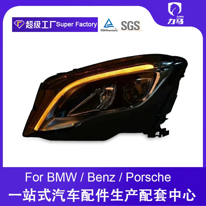 FOR Mercedes-Benz GLA Headlight Assembly, Low to High Upgrade LED Projector Headlamp with DRL for GLA200