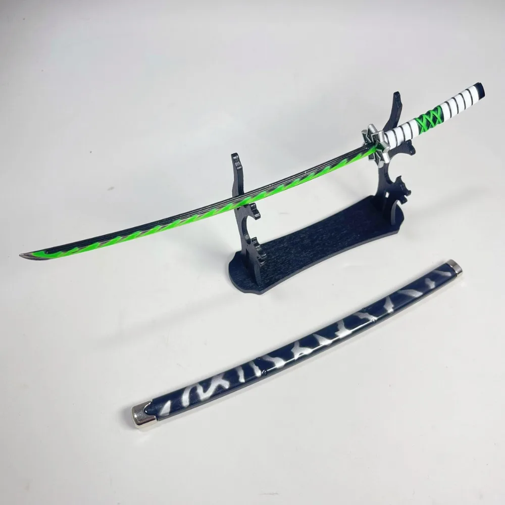9.8 inch Demon Slayer Shinazugawa Sanemi Metalen Katana Zwaard Originele Samurai Sabel Ninja Mes Sabel Cosplay Accessoires Prop Speelgoed