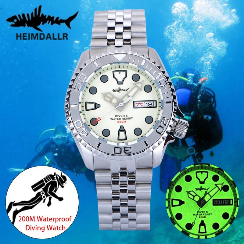 HEIMDALLR New SKX007 Men's Dive Watch C3 Full Luminous 316L Steel Sapphire Crystal 20Bar Waterproof NH36A Movement  Man Watches