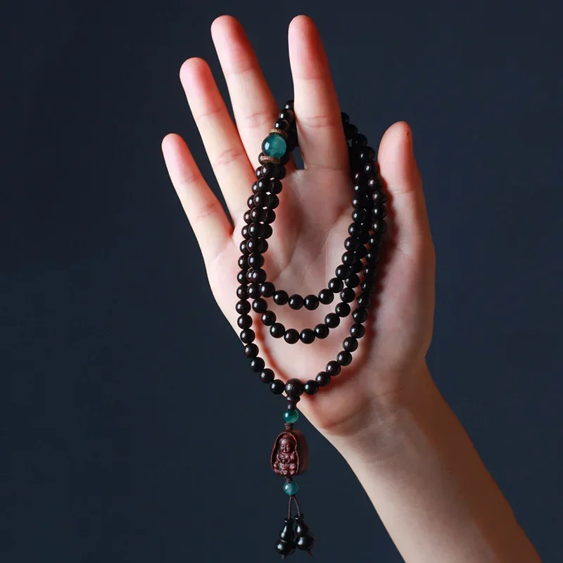 Zambian rosewood black pearl bracelet rosary 0.6*108 men's and women's buddhist beads handstring accessories wooden articles