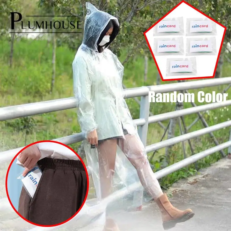 Portable Raincoat Women Men Outdoor Rainwear Waterproof Disposable Camping Hiking Hooded Ponchos Rain Cover Travel Accessories