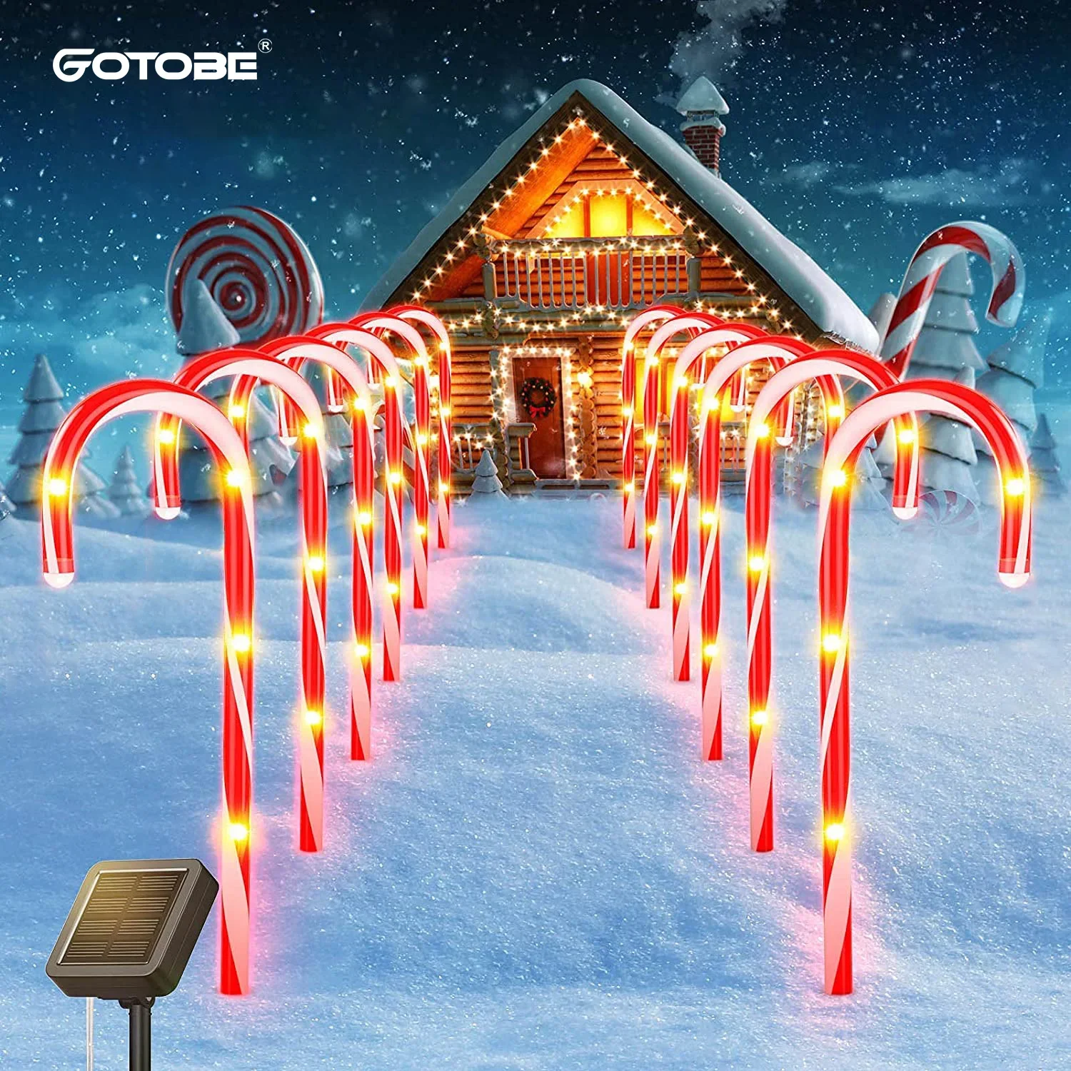 مصابيح قصب الكريسماس ، ديكور العام الجديد ، إكليل العطلة ، إكليل خارجي ، ديكور الحديقة ، مصباح خرافي ، ضوء سلسلة شمسية مقاوم للماء