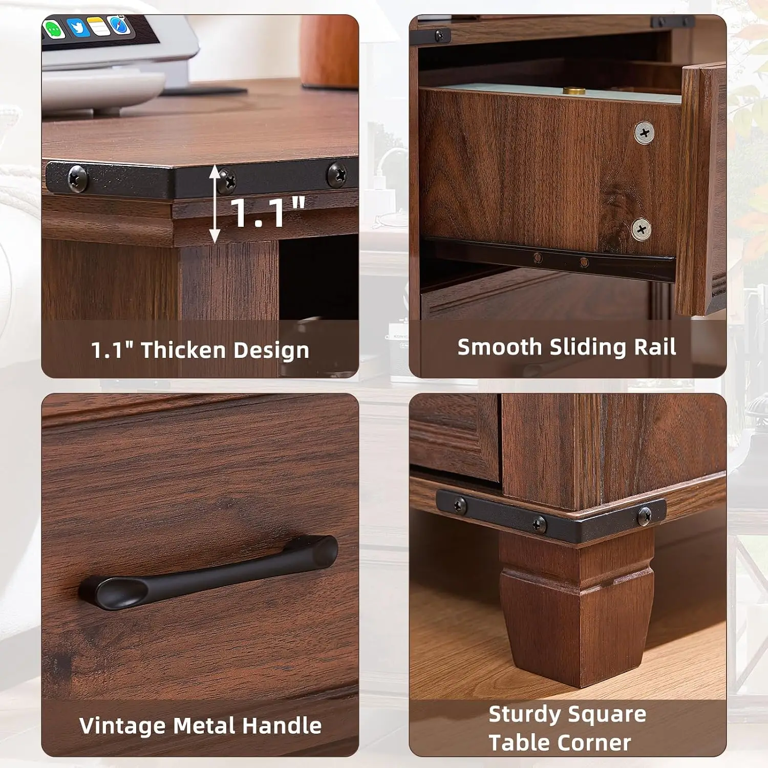 Farmhouse Nightstand Set with Charging 5