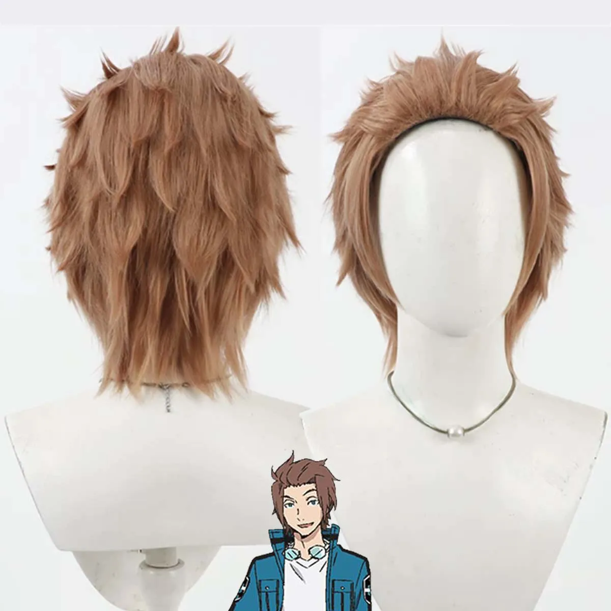 Men Anime World Trigger Cosplay Jin Yuichi Short Brown Heat Resistant Synthetic Hair Wig