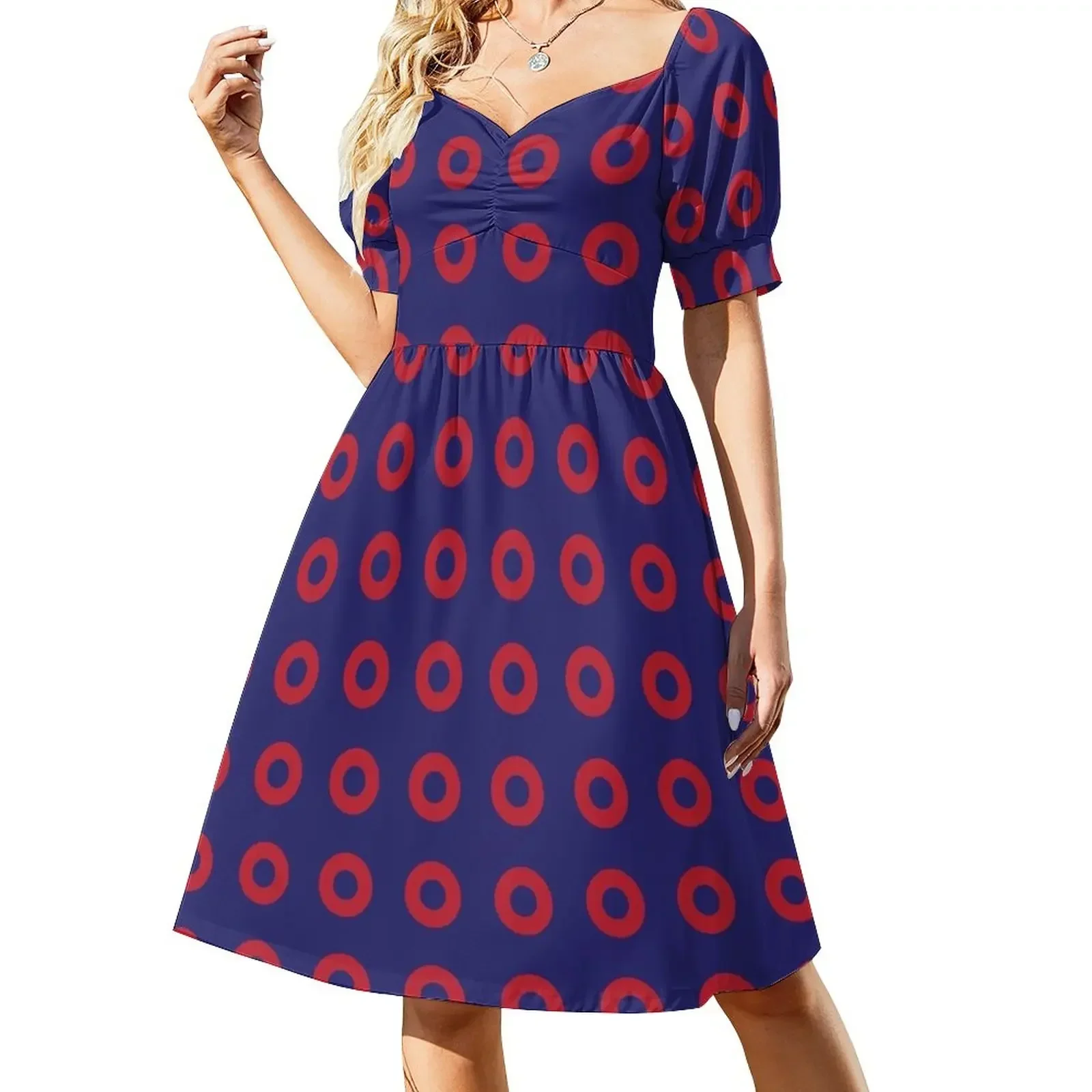 

Phishman Red Donut Sleeveless Dress summer outfits for women 2025 Women's summer long dress long sleeve dresses Dress